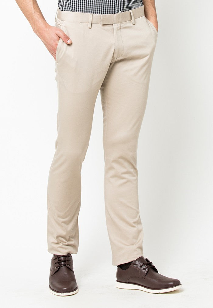 Skinny Fit Dress Up Pants Khaki