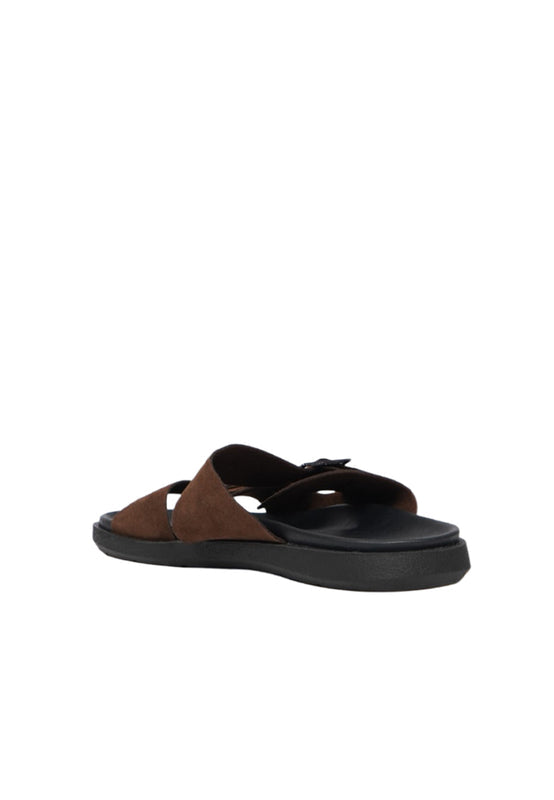 Brown Double Buckle Men Sandals