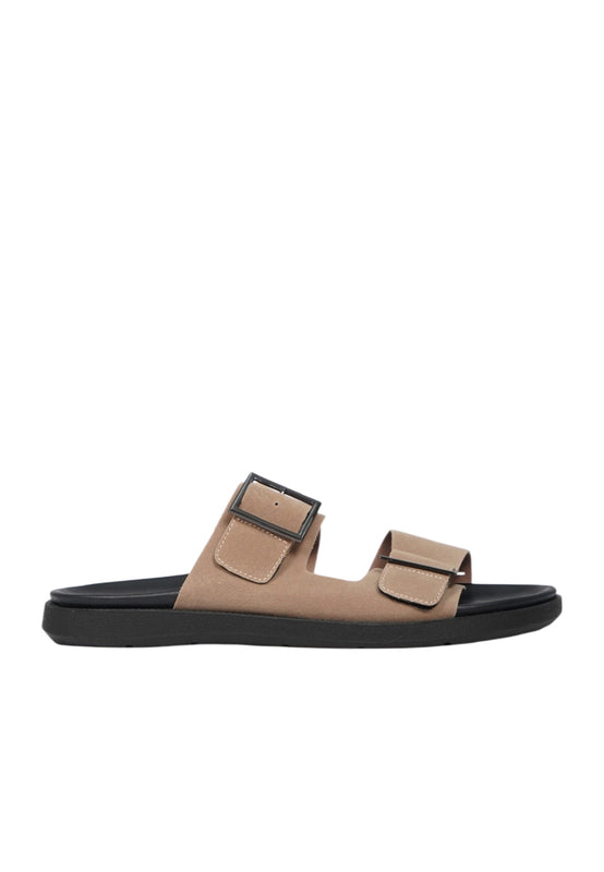 Beige Double Buckle Men Sandals