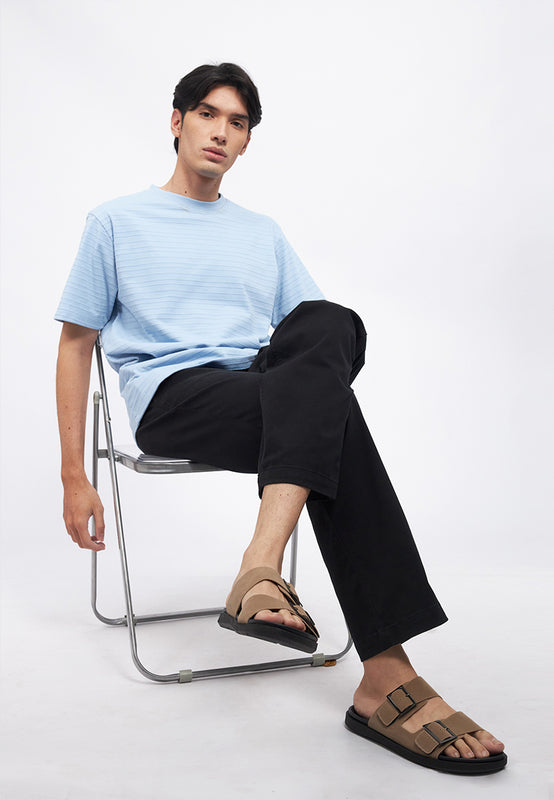 Beige Double Buckle Men Sandals