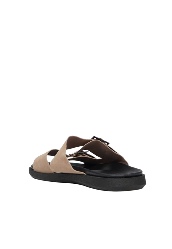 Beige Double Buckle Men Sandals