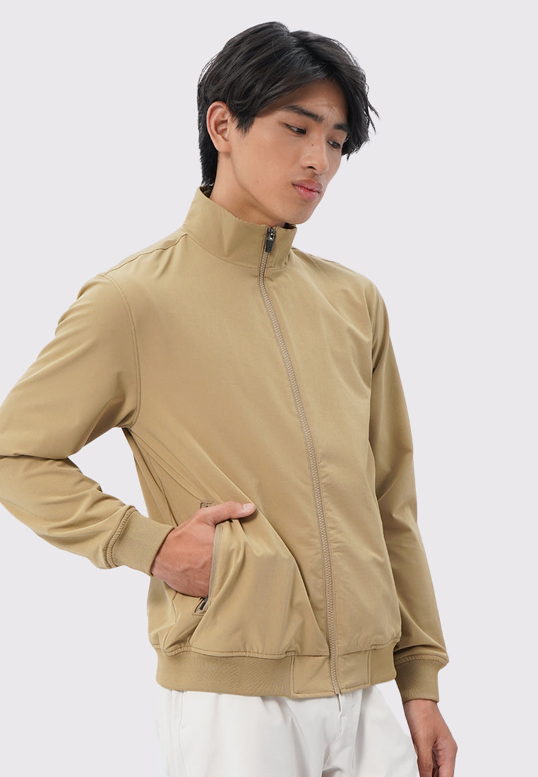 4-Way Stretch High Collar Jacket Khaki