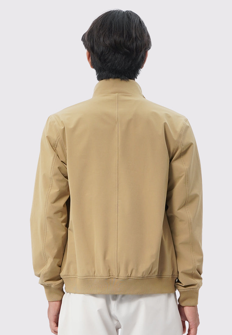 4-Way Stretch High Collar Jacket Khaki