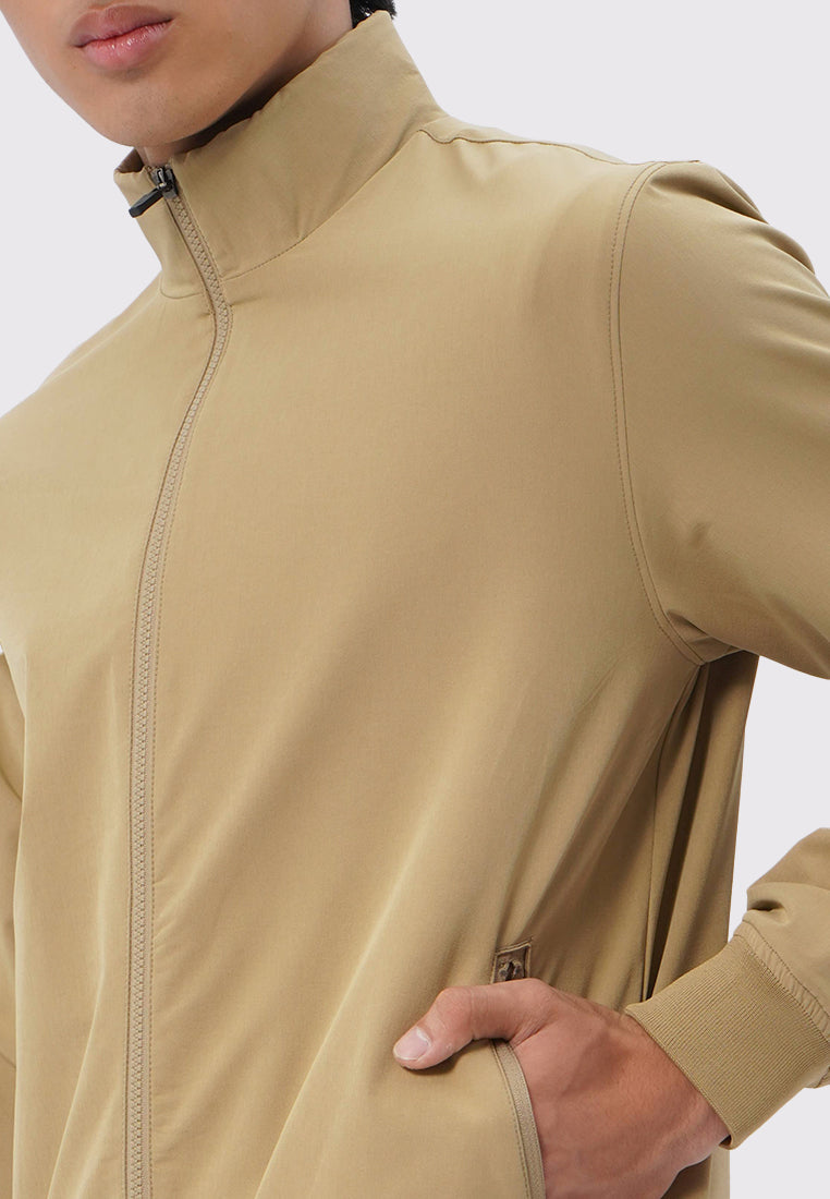 4-Way Stretch High Collar Jacket Khaki