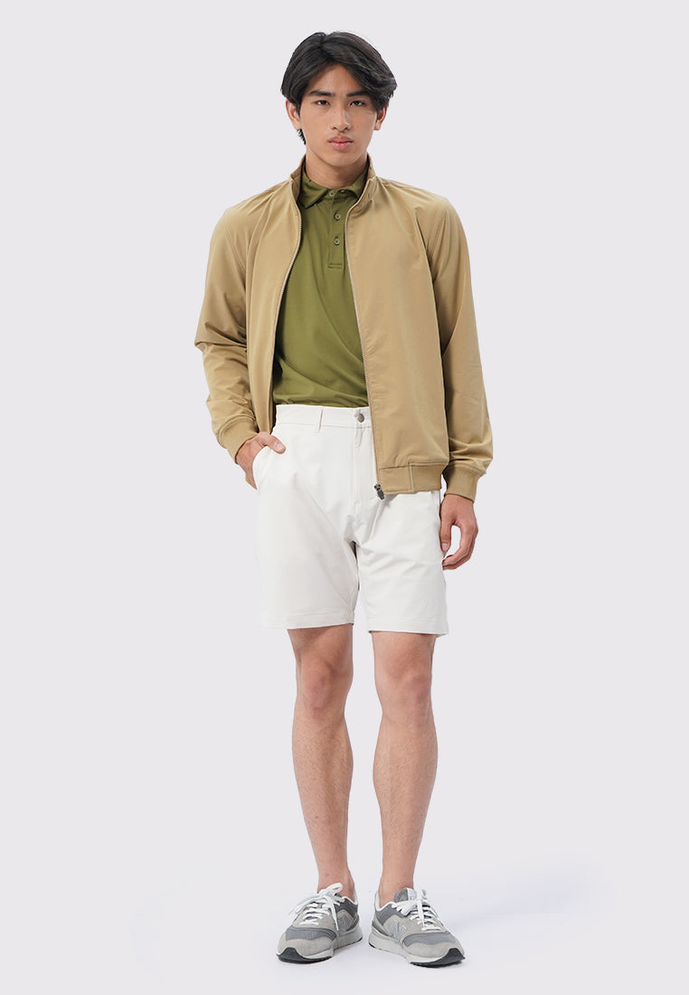 4-Way Stretch High Collar Jacket Khaki