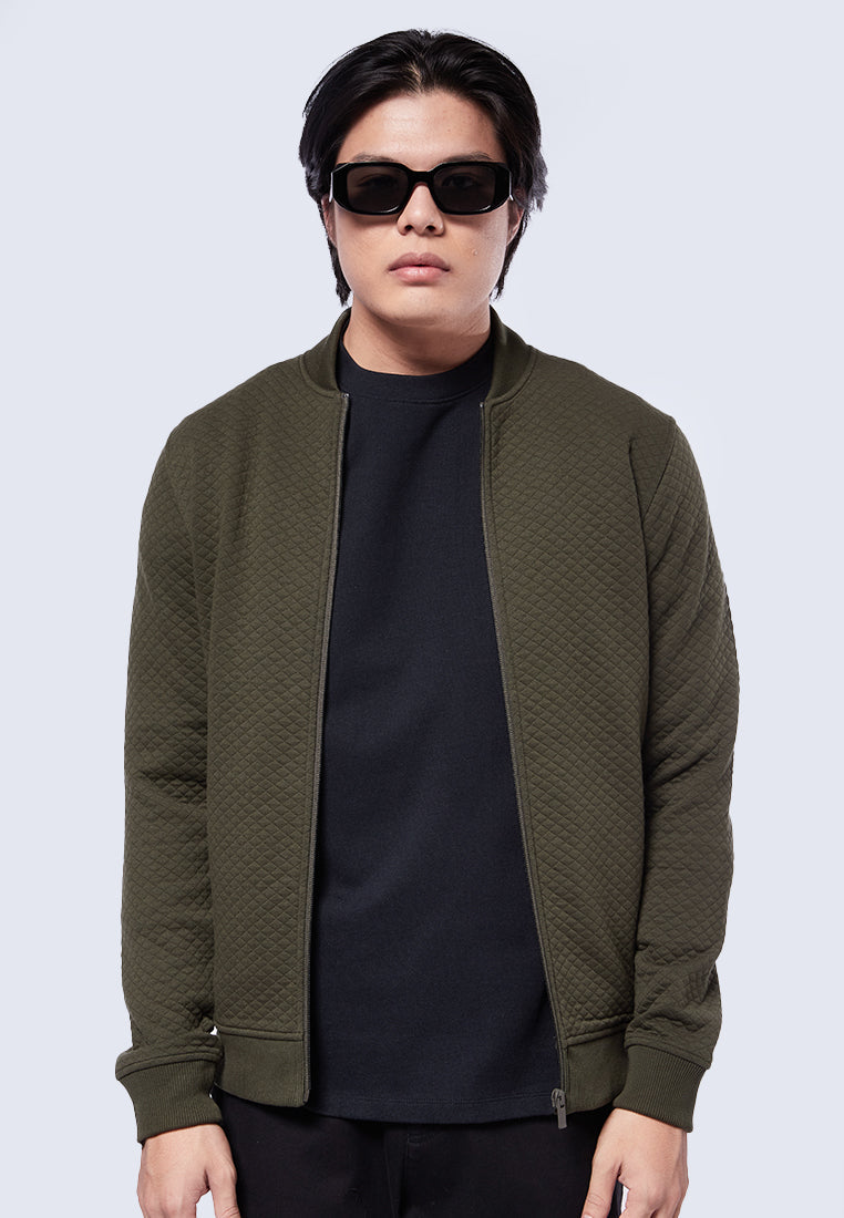Slim Fit Textured Bomber Jacket