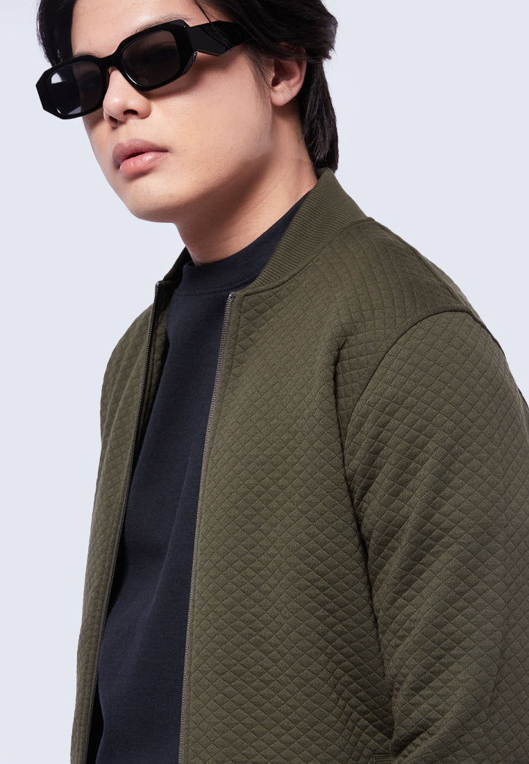 Slim Fit Textured Bomber Jacket