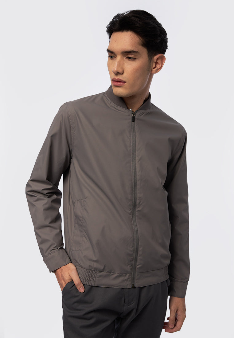 Regular Fit Edgy Bomber Jacket Grey