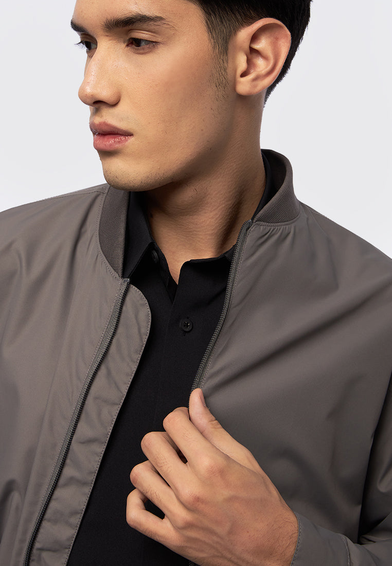 Regular Fit Edgy Bomber Jacket Grey