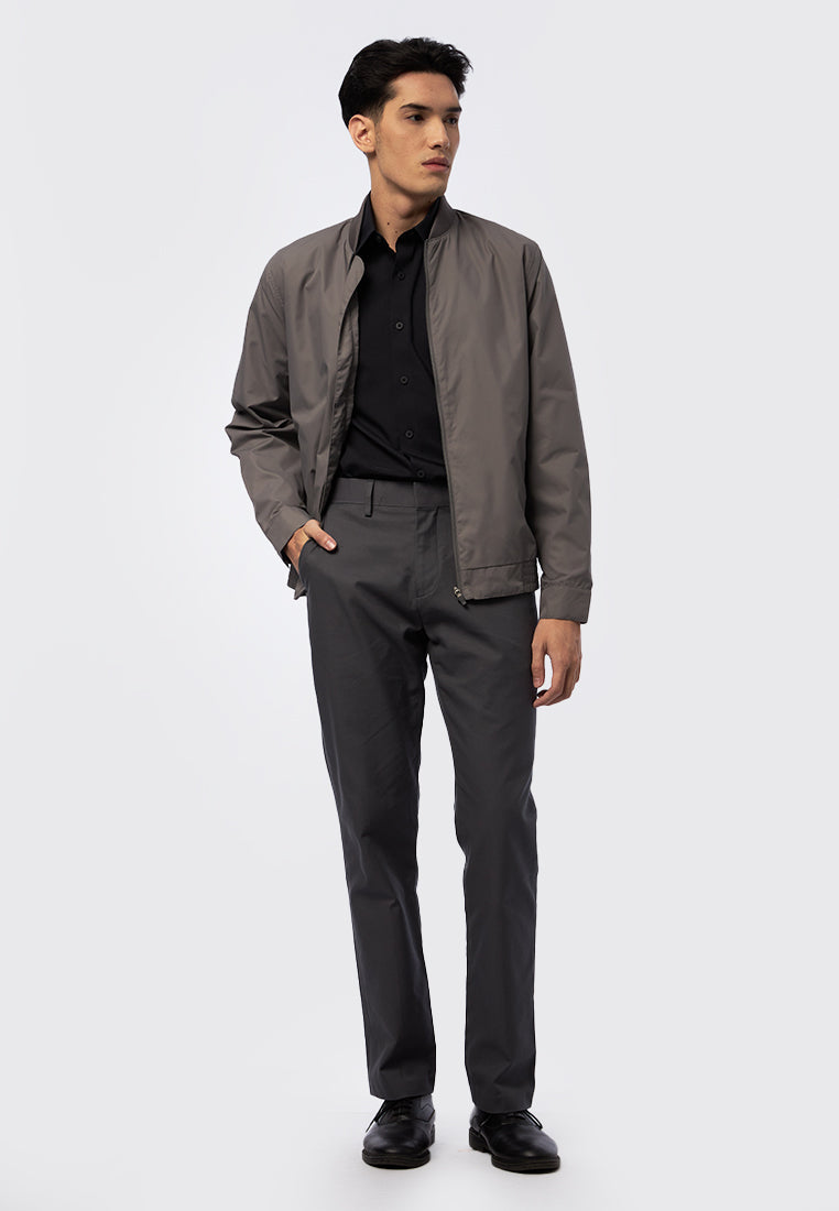 Regular Fit Edgy Bomber Jacket Grey