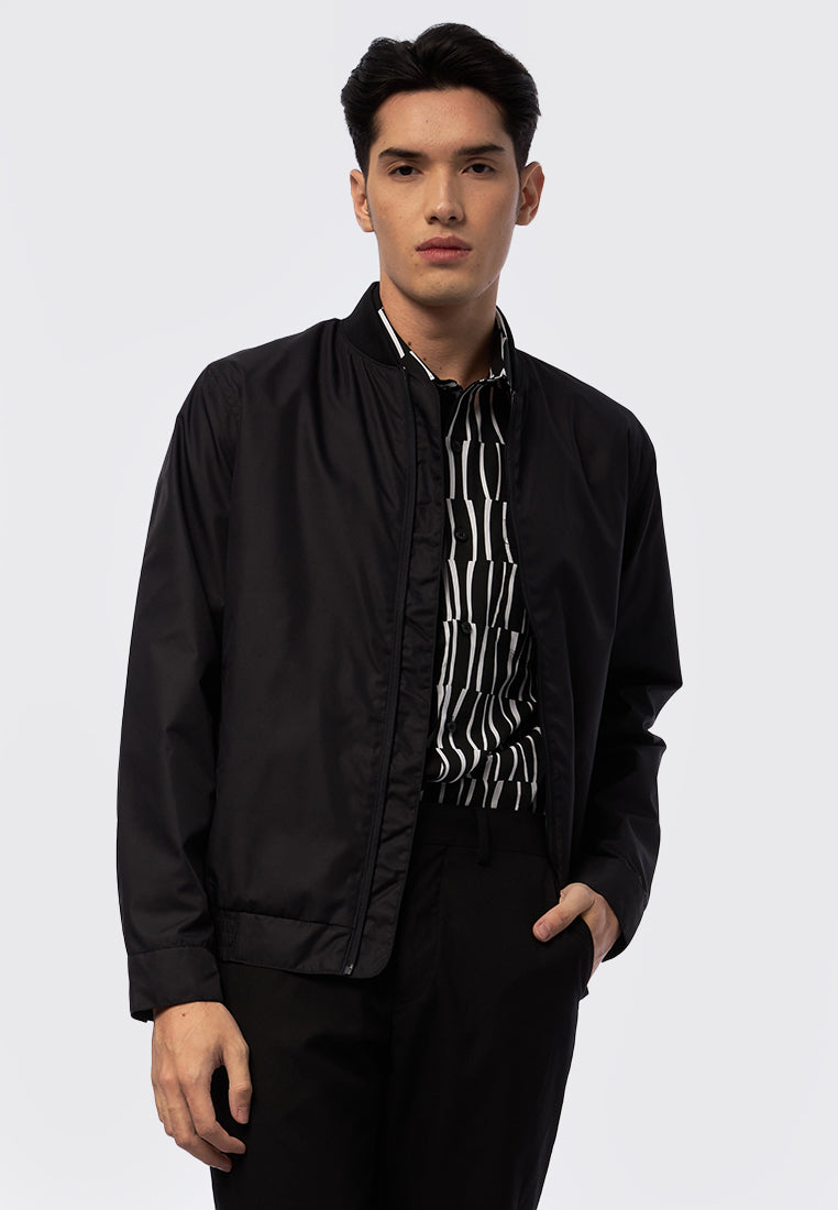 Regular Fit Edgy Bomber Jacket Black