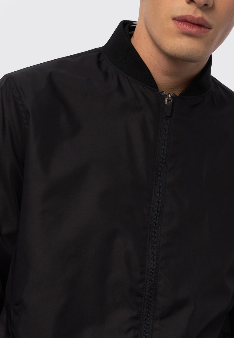 Regular Fit Edgy Bomber Jacket Black