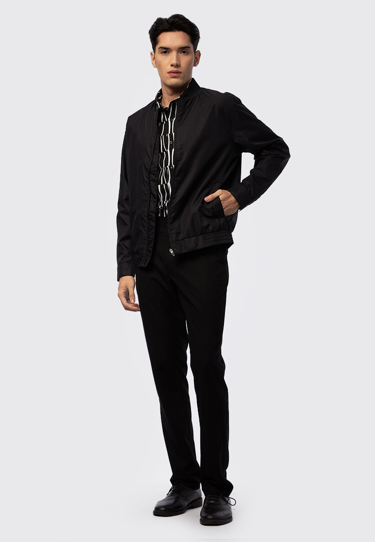 Regular Fit Edgy Bomber Jacket Black