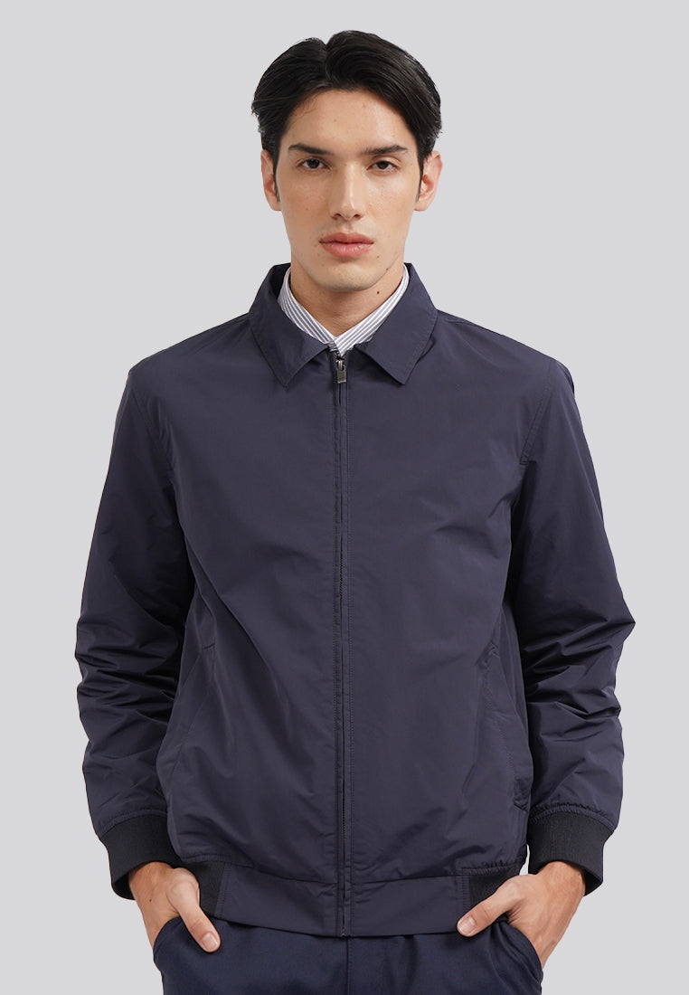 Slim Fit Long Sleeve Collar Jacket Navy