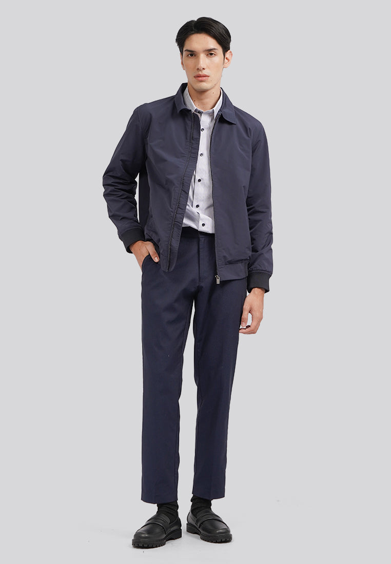 Slim Fit Long Sleeve Collar Jacket Navy
