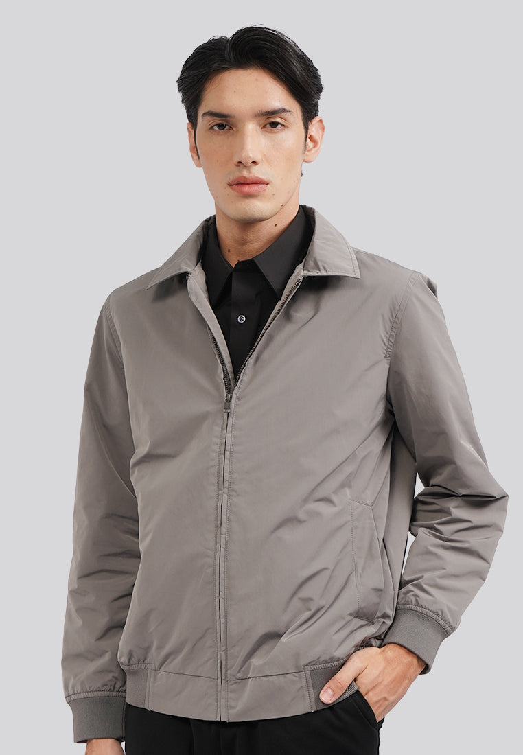Slim Fit Long Sleeve Collar Jacket Grey