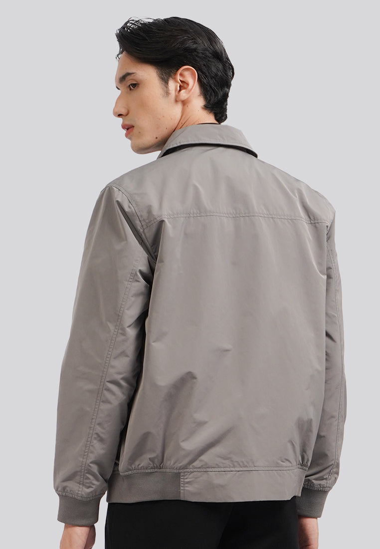 Slim Fit Long Sleeve Collar Jacket Grey
