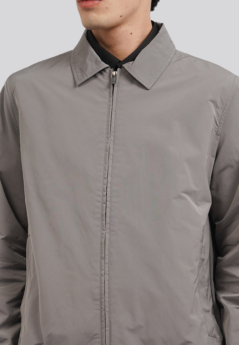 Slim Fit Long Sleeve Collar Jacket Grey