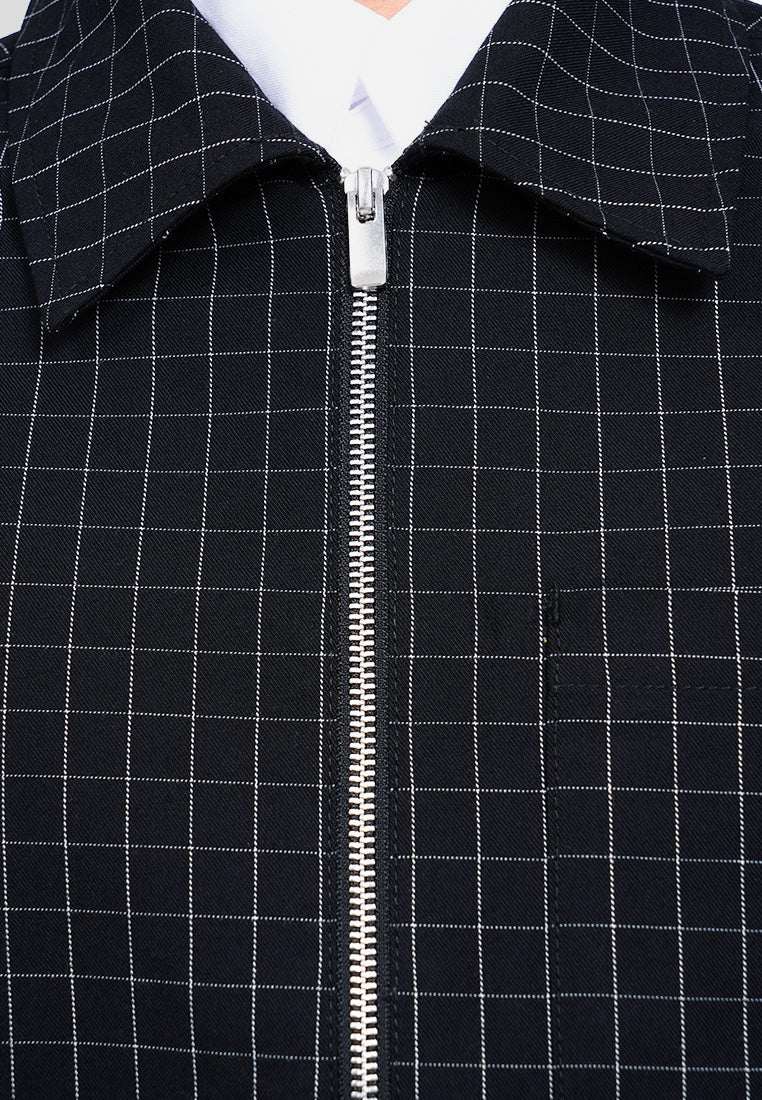 Slim Fit Check Collared Jacket