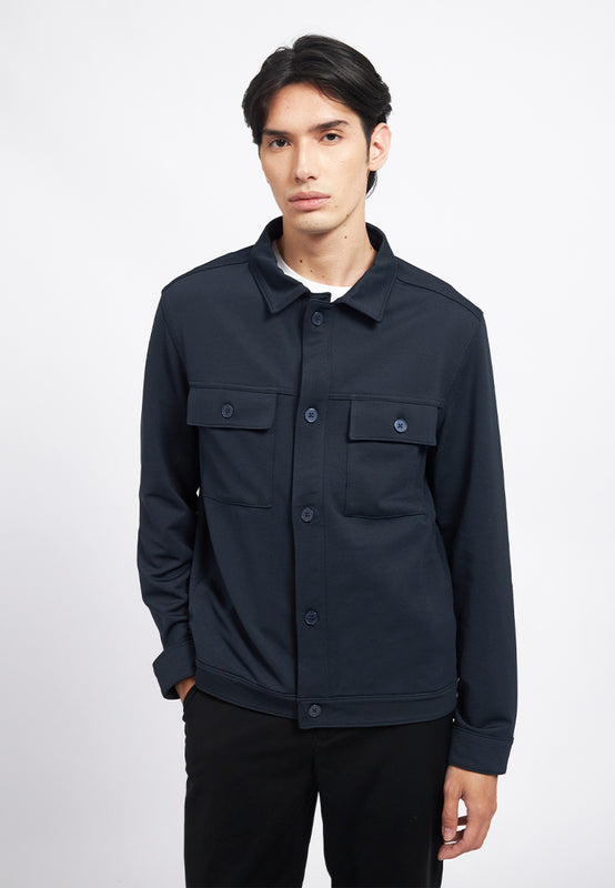 Multi Pocket Overshirt Knit Jacket
