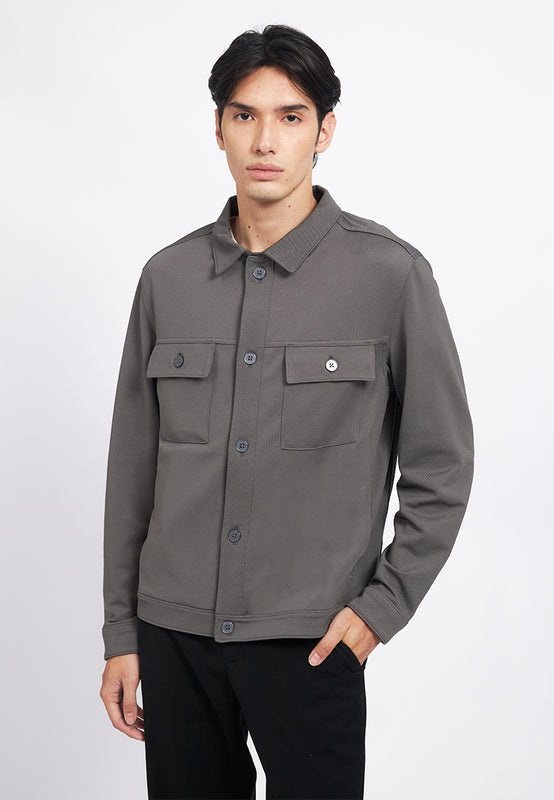 Multi Pocket Overshirt Knit Jacket