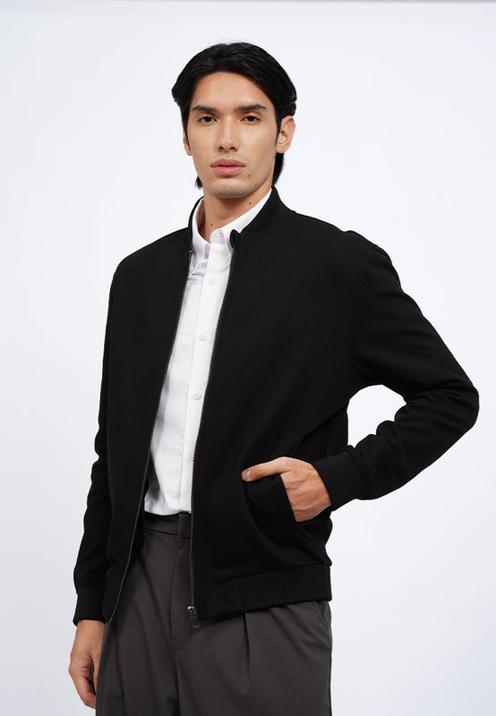 Slim Fit Knit Bomber Jacket
