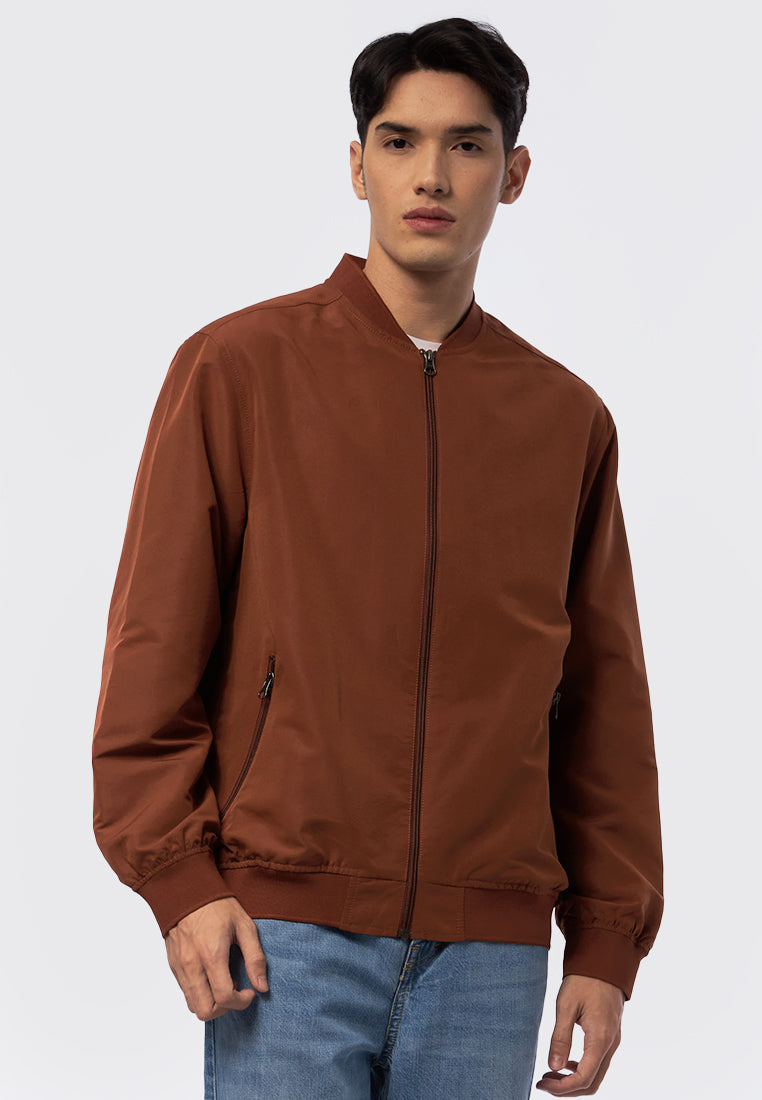 Slim Fit Bomber Jacket Rusty Brown