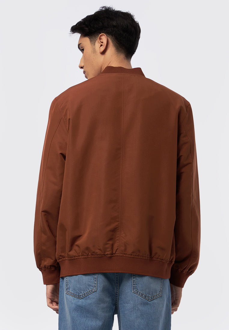Slim Fit Bomber Jacket Rusty Brown