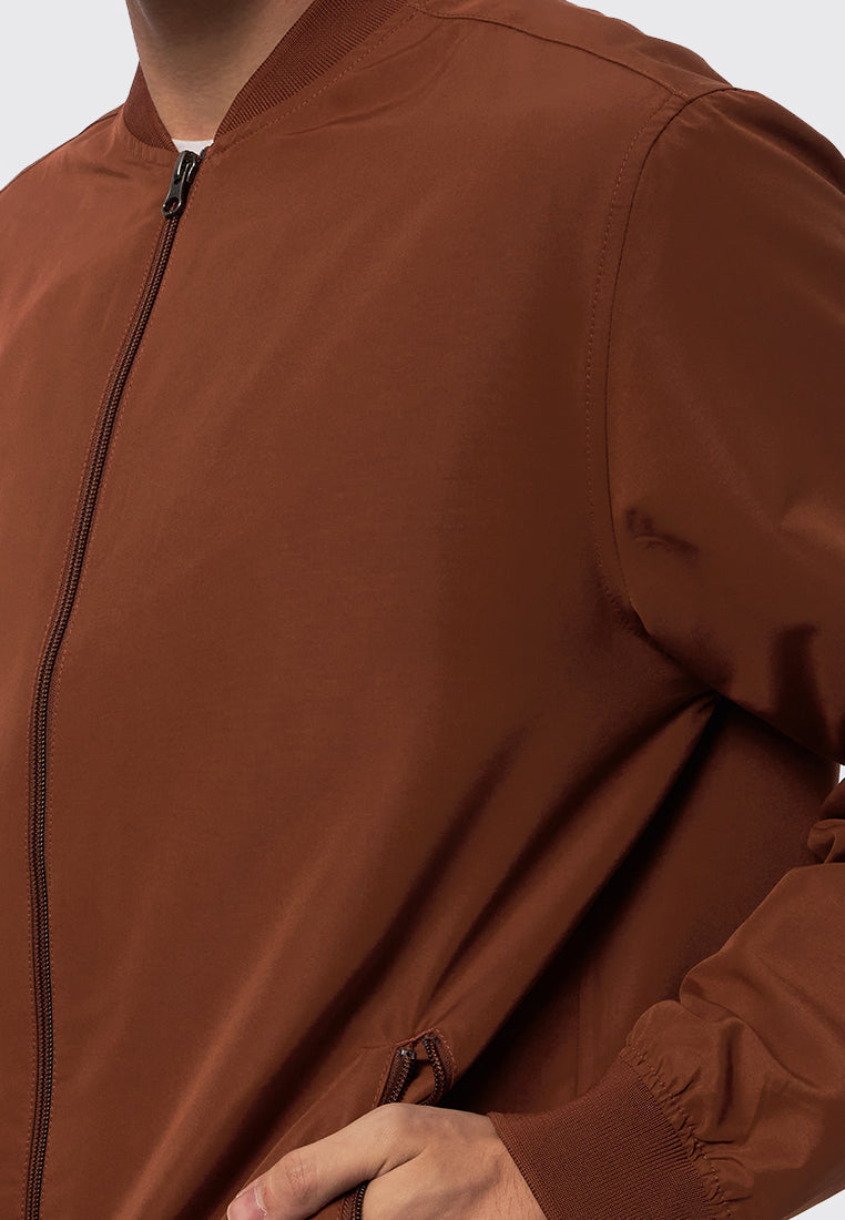 Slim Fit Bomber Jacket Rusty Brown