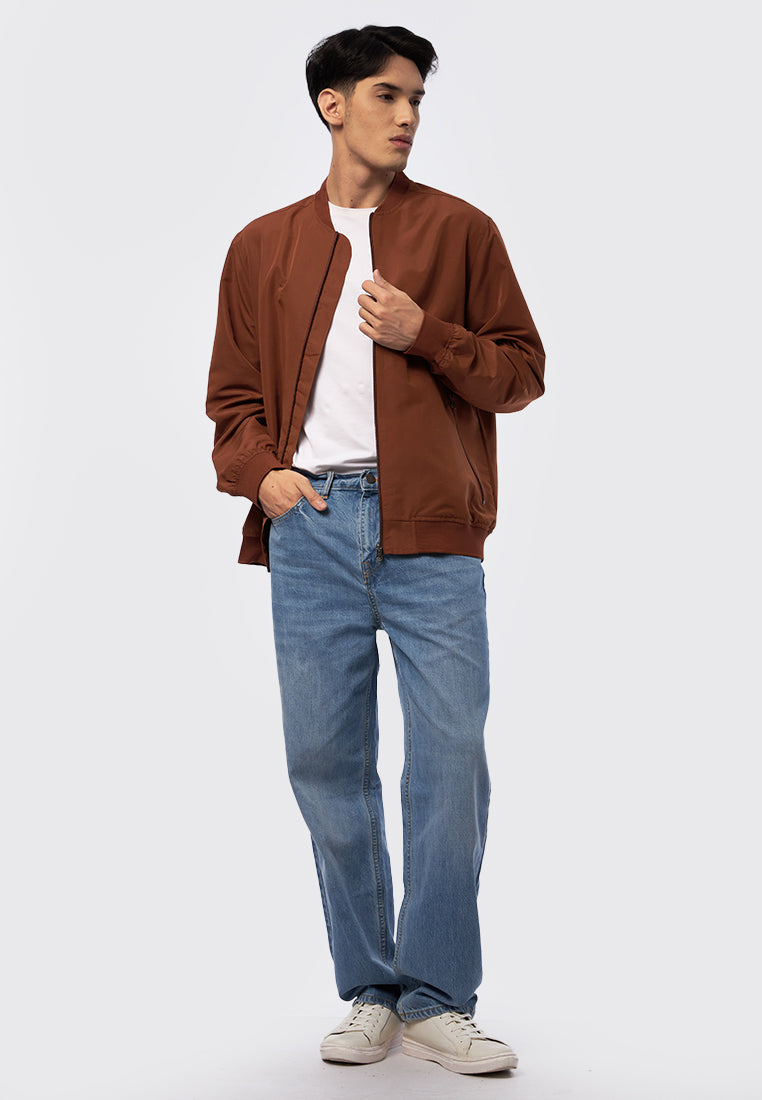 Slim Fit Bomber Jacket Rusty Brown
