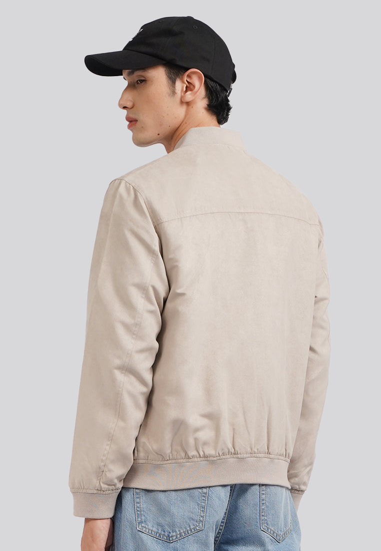 Slim Fit Bomber Suede Jacket
