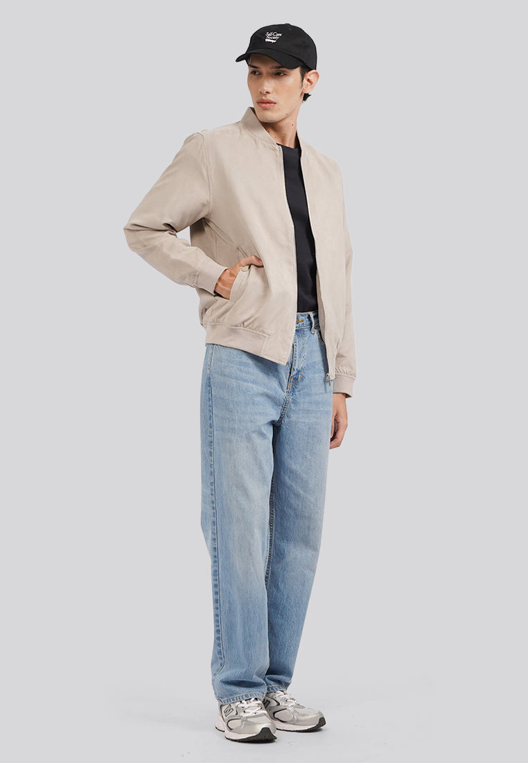Slim Fit Bomber Suede Jacket