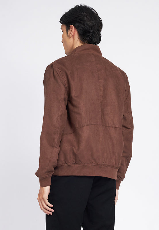 Slim Fit High Collar Suede Jacket