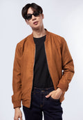 Slim Fit Suede Bomber Jacket