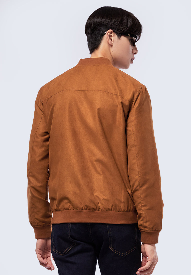Slim Fit Suede Bomber Jacket