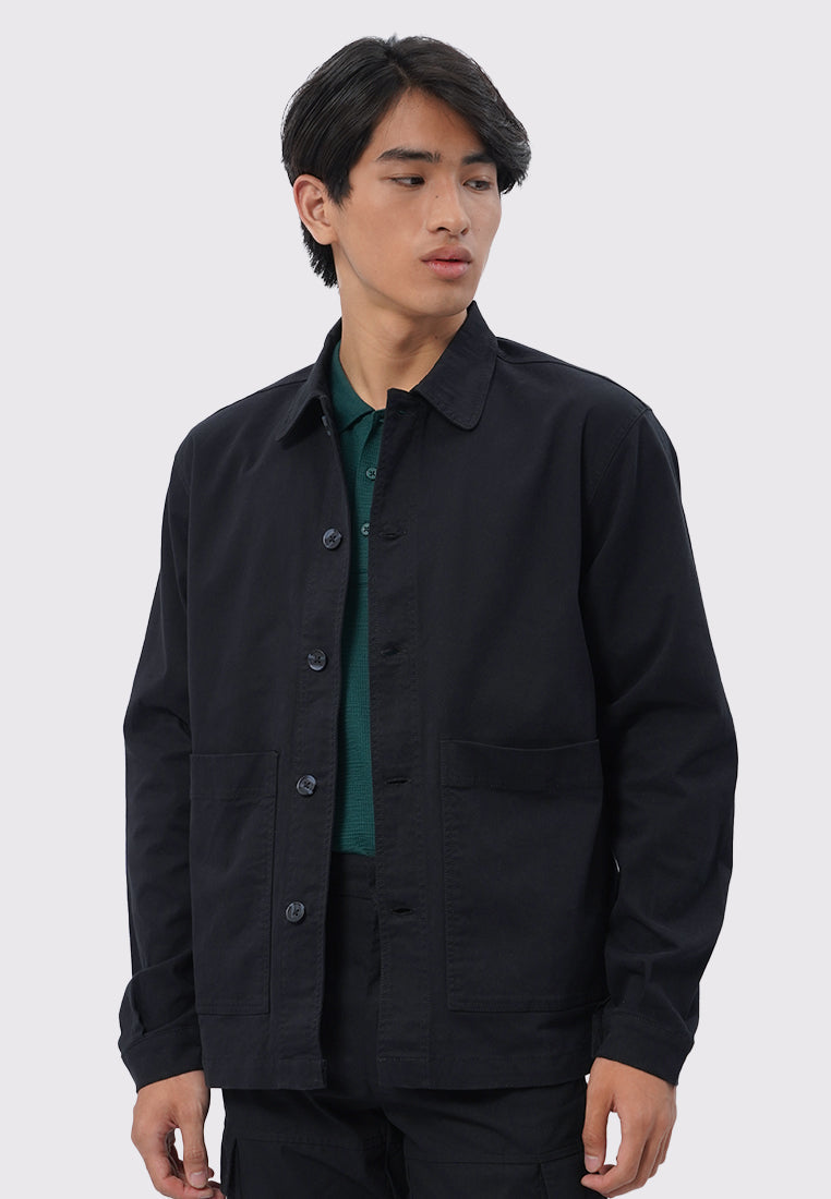 Slim Fit Collared Jacket Black