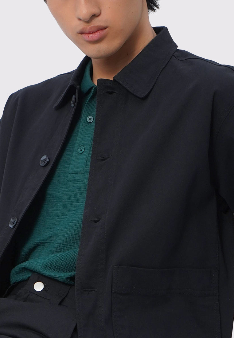 Slim Fit Collared Jacket Black