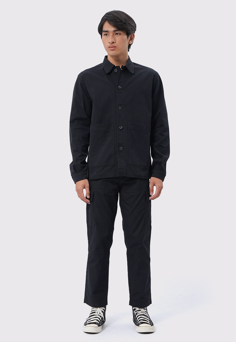 Slim Fit Collared Jacket Black
