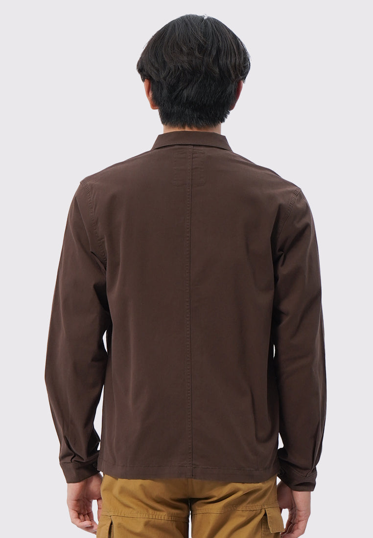 Slim Fit Collared Jacket Dark Brown