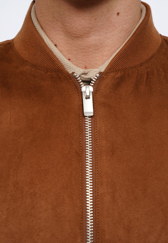 Slim Fit Suede Bomber Jacket