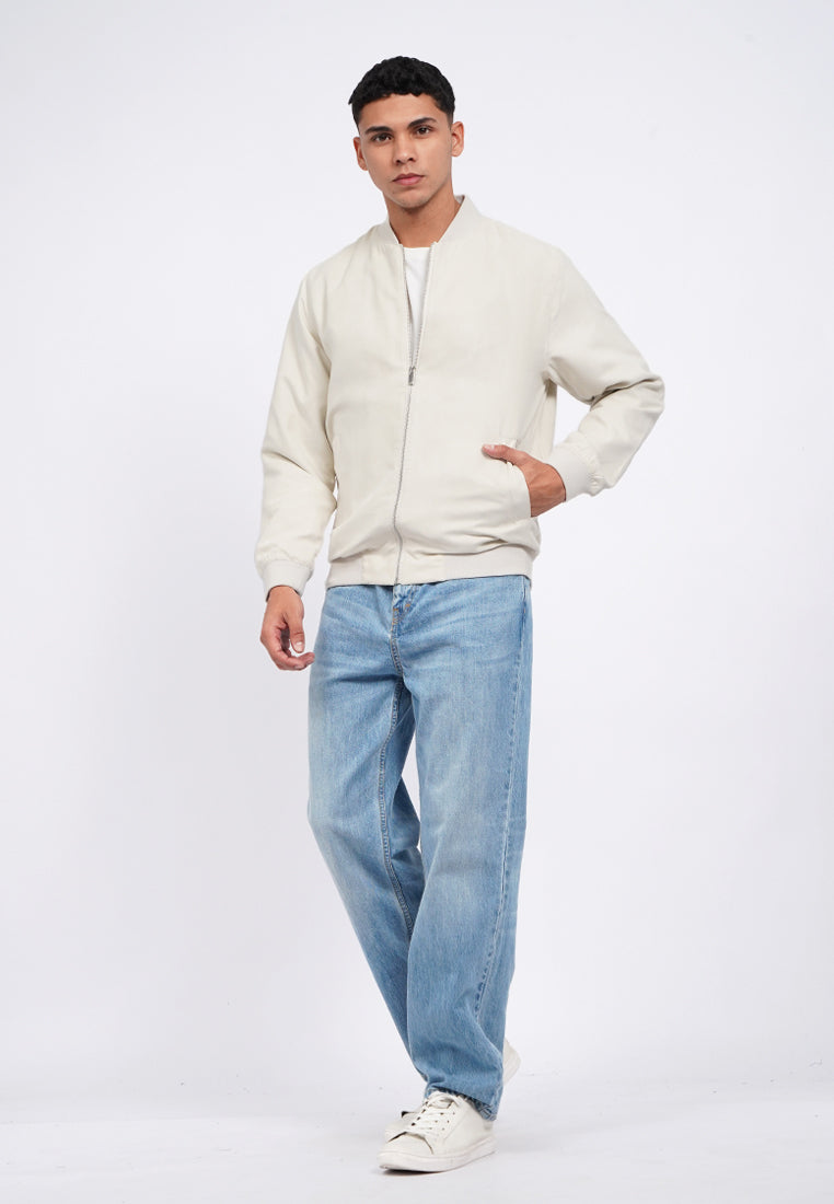 Slim Fit Suede Bomber Jacket