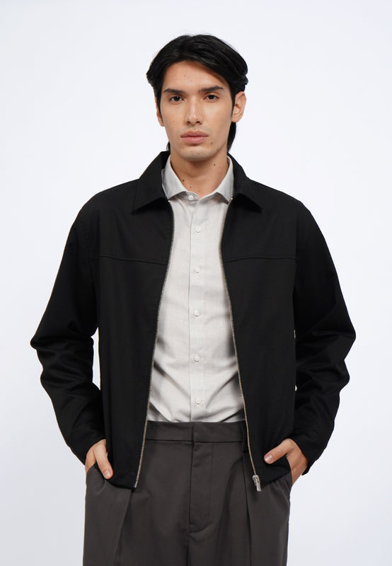 Boxy Collared Jacket with Zipper