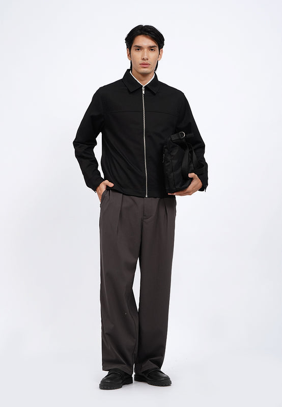 Boxy Collared Jacket with Zipper