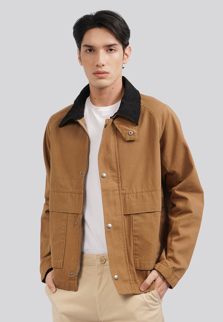 Contrast Collar Jacket Sand