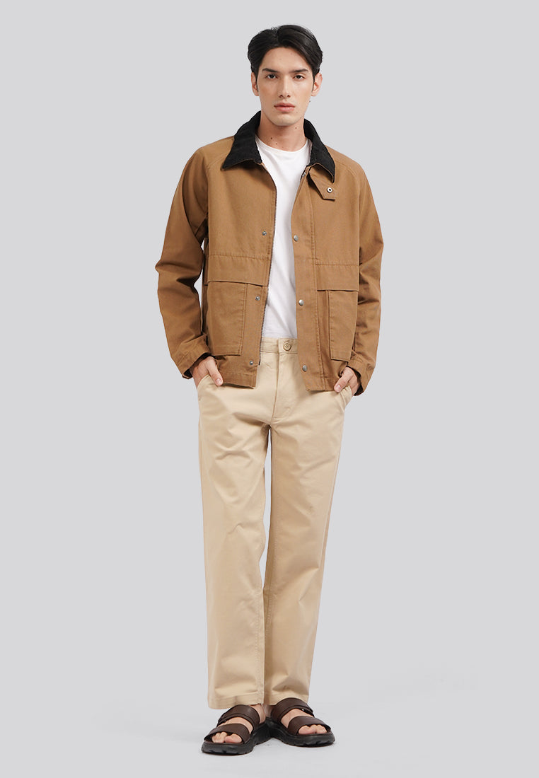 Contrast Collar Jacket Sand