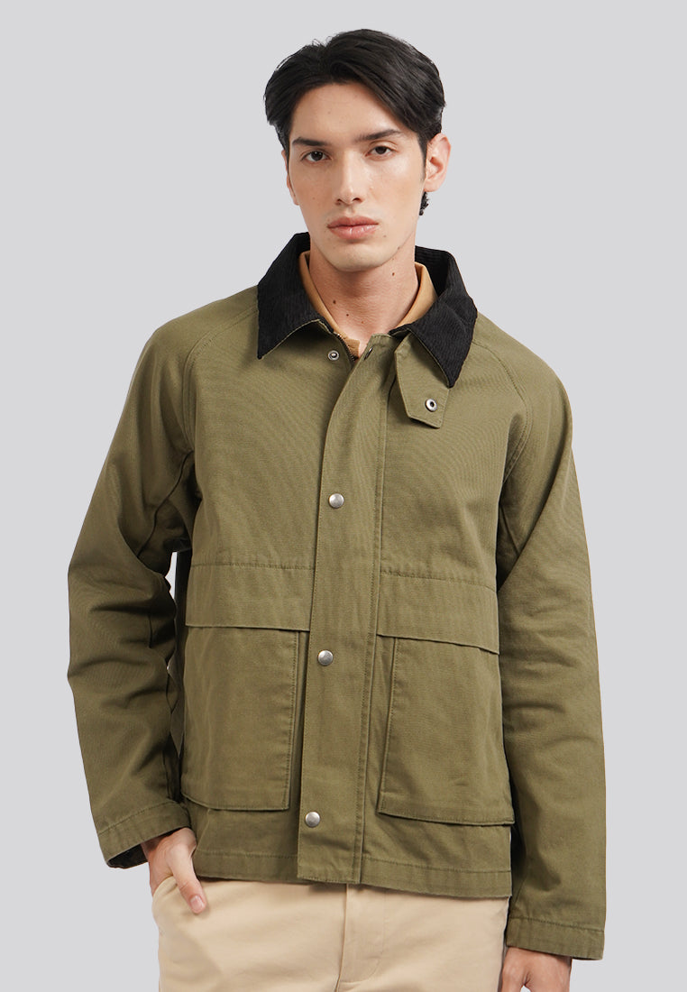Contrast Collar Jacket Olive
