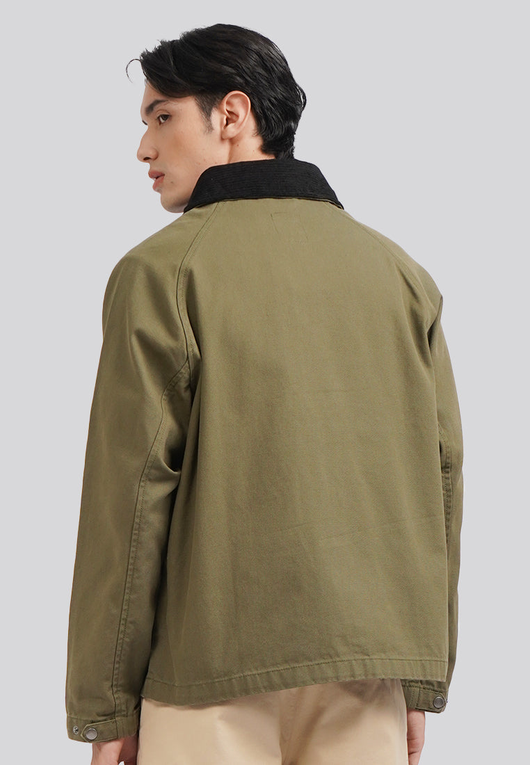 Contrast Collar Jacket Olive