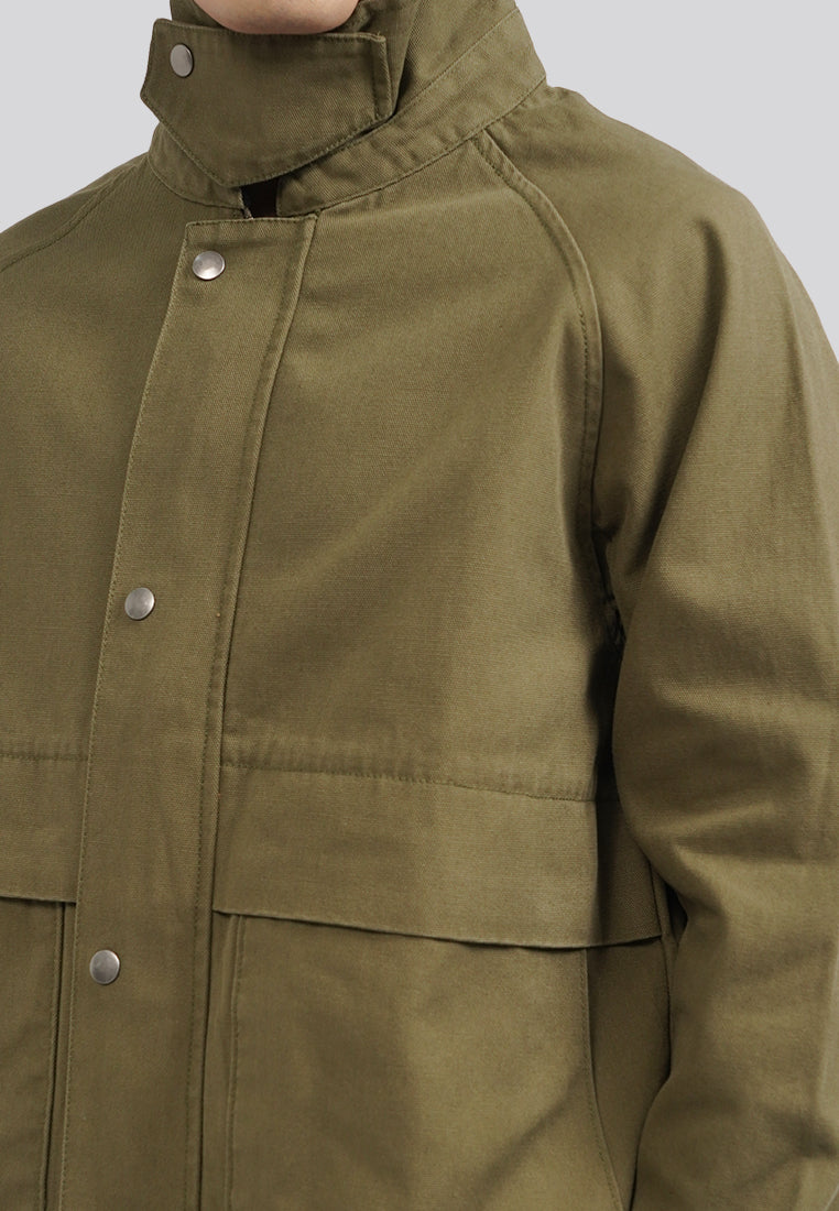 Contrast Collar Jacket Olive