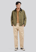 Contrast Collar Jacket Olive
