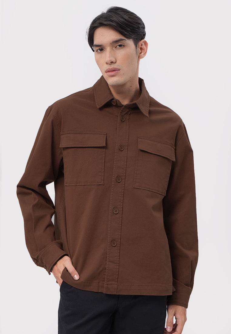 Regular Fit Shirt Jacket with Pocket